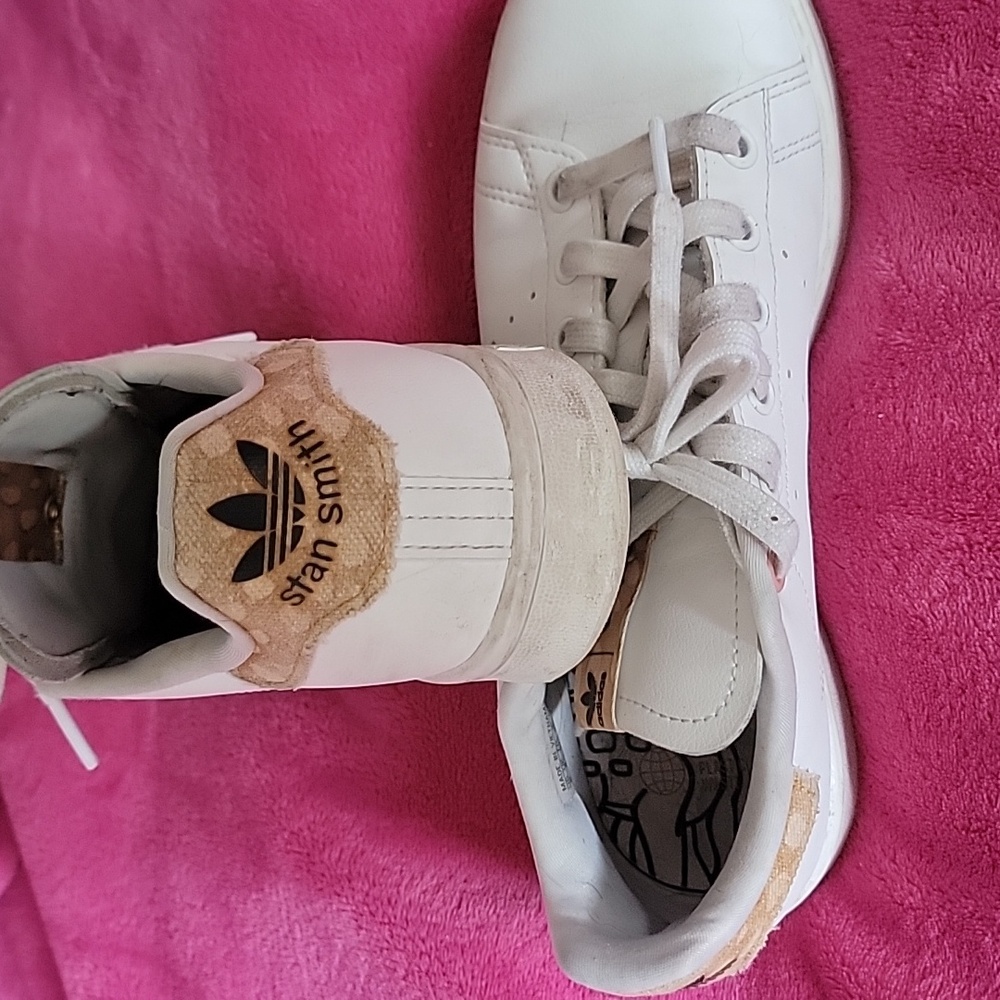Adidas Women's Stan Smith Disney Edition White Sneakers with Tan Accents - Picture 4 of 6